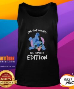 Awesome Stitch 'I'm Not Weird, I'm Limited Edition' tank top featuring a playful design, perfect for unique fashion lovers.