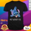 Alt Text: Awesome Stitch Me Weird Yes Cartoon T-Shirt featuring a colorful cartoon design of Stitch with a playful vibe.
