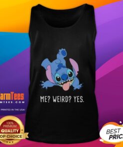 Awesome Stitch Me Weird Yes cartoon tank top featuring a colorful design and playful graphics for casual wear.