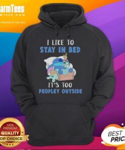 Cozy hoodie featuring 'I Like To Stay In Bed' stitch design, perfect for lounging and staying warm indoors.