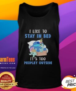 Alt Text: Awesome Stitch Sleep 'I Like To Stay In Bed' Tank Top for cozy days indoors, perfect for lounging and relaxing.