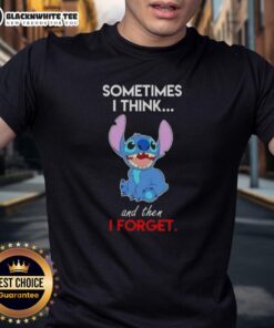 Awesome Stitch Sometimes I Think And Then I Forget Cartoon T-Shirt featuring a colorful Stitch graphic design.