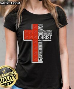Alt Text: Awesome Syracuse Orange women's basketball tee featuring 'I Can Do All Things Through Christ Who Strengthens Me' design.