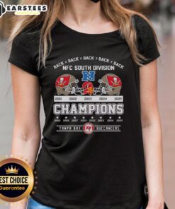 Alt Text: Awesome Tampa Bay Buccaneers Football Champions NFC South Division 2025 Back-to-Back Ladies Tee design