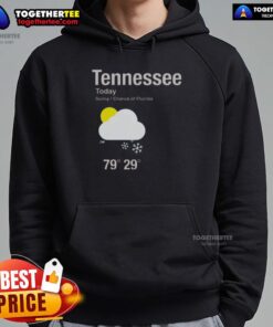 Alt Text: Awesome Tennessee Today hoodie featuring a sunny design with a chance of flurries, perfect for stylish winter wear.