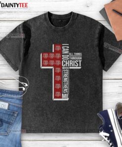 Awesome Texas A&M Aggies women's basketball washed t-shirt with 'I Can Do All Things Through Christ' design.