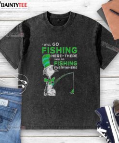 Awesome The Cat In The Hat fishing themed washed t-shirt featuring whimsical design and vibrant colors.
