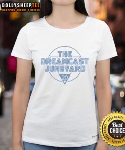 Alt Text: Awesome The Dreamcast Junkyard 20 Years Logo on a stylish ladies tee, celebrating the iconic gaming console.