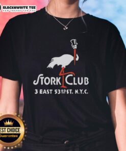 Vintage logo of Awesome The Stork Club 3 East New York City restaurant on ladies tee shirt design.