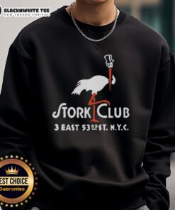 Vintage restaurant logo sweatshirt featuring The Stork Club 3 East, New York City, showcasing classic retro design.