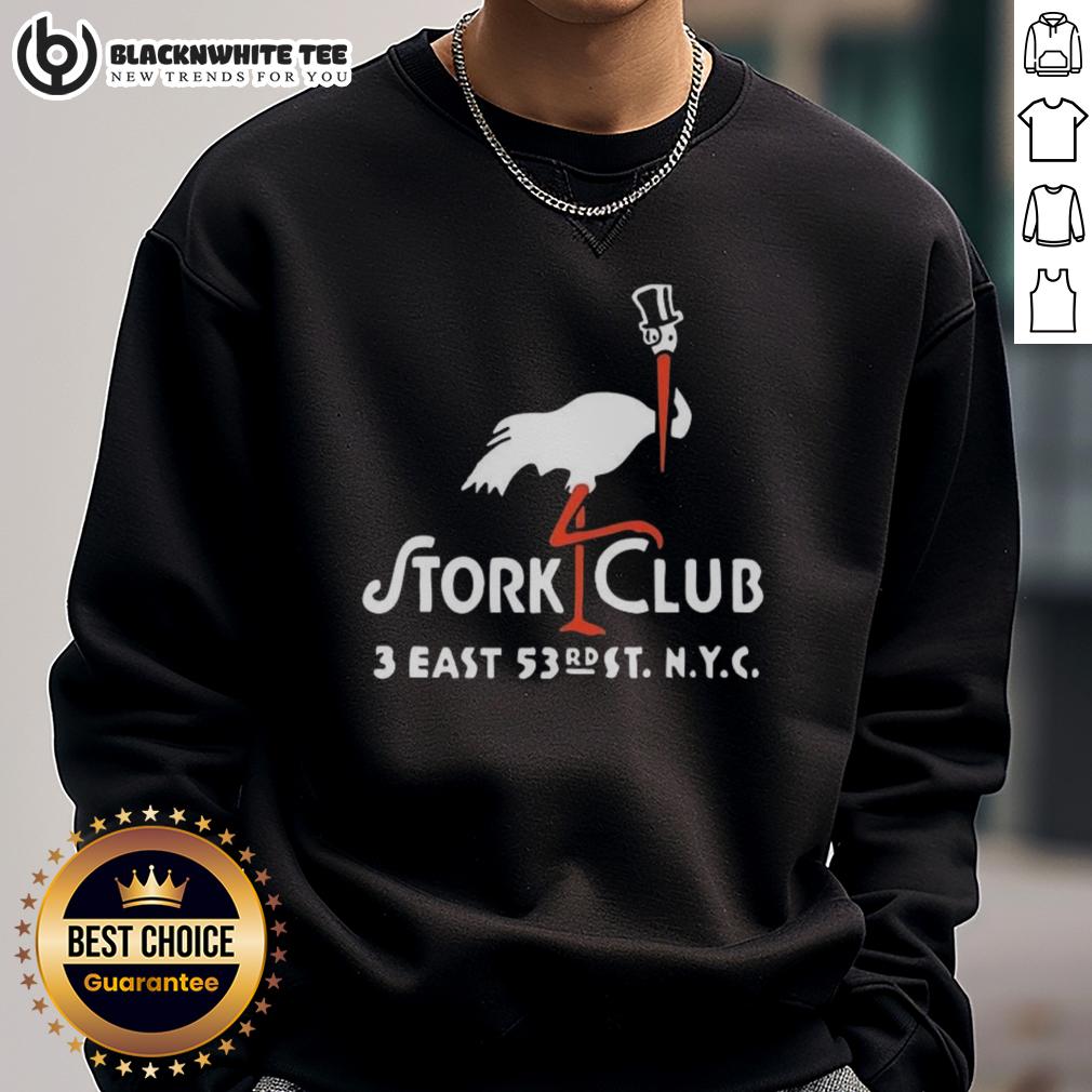 Awesome The Stork Club 3 East New York City Vintage Restaurant Logo Sweatshirt Vintage restaurant logo sweatshirt featuring The Stork Club 3 East, New York City, showcasing classic retro design.
