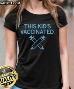 Kids vaccinated ladies tee featuring a fun design celebrating immunization and health for children.