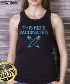 Colorful 'Awesome! This Kid's Vaccinated' tank top for children, promoting health and wellness in a fun design.