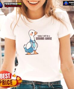 Awesome Today I Will Be A Serious Goose Ladies Tee featuring a fun goose graphic and playful typography.