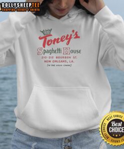 Vintage Awesome Toney's Spaghetti House hoodie featuring New Orleans design in the Vieux Carr style.