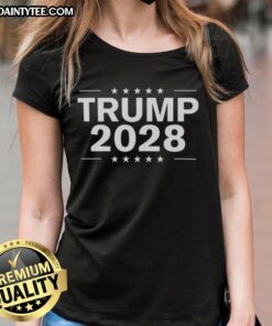 Awesome Trump 2028 Ladies Tee featuring bold graphics and a stylish fit for supporters of the 2028 election.