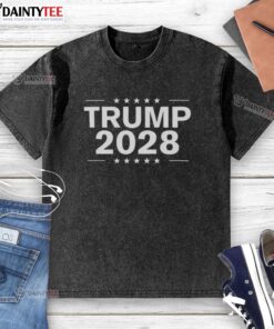 Awesome Trump 2028 washed t-shirt featuring a bold design, perfect for supporters of Trump's 2028 campaign.