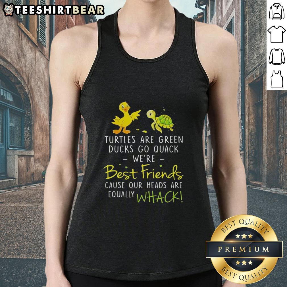 awesome-turtles-are-green-ducks-go-quack-were-best-friends-cause-our-heads-are-equally-whack-tank-top Awesome Turtles green tank top featuring quirky ducks, perfect for best friends with equally whacky heads!