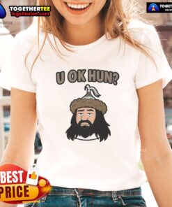 Awesome U Ok Hun Attila The Hun cartoon face design on a stylish ladies tee, perfect for unique fashion lovers.
