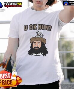 Awesome U Ok Hun Attila The Hun face cartoon T-shirt design featuring a playful illustration of Attila.