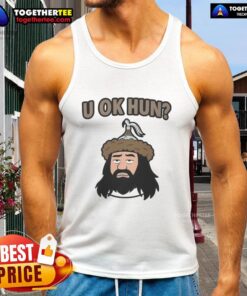 Awesome U Ok Hun Attila The Hun face cartoon tank top featuring a playful graphic design and vibrant colors.