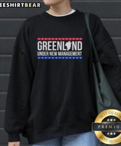 Awesome Under New Management Greenland sweatshirt featuring a vibrant design, perfect for casual wear and showcasing local pride.