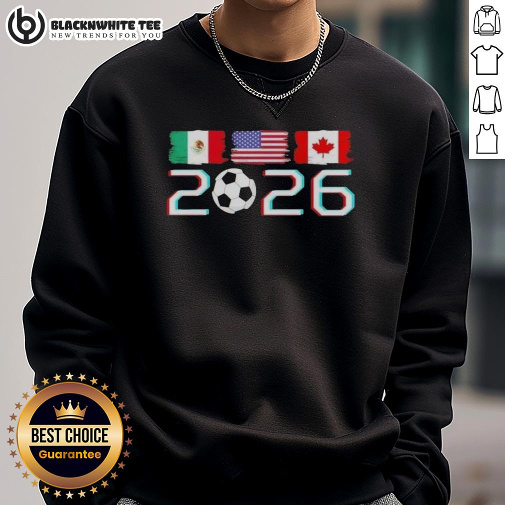 Awesome United 2026 Soccer Cup North America Emblem Flags Sweatshirt Awesome United 2026 Soccer Cup North America emblem sweatshirt featuring vibrant flags and sports design.