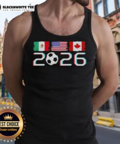 Awesome United 2026 Soccer Cup North America emblem on a stylish tank top featuring vibrant flags design.