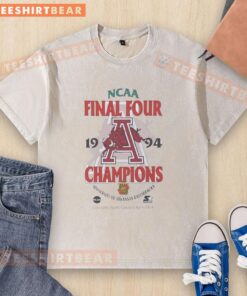 Alt Text: Vintage 1994 NCAA Final Four Champions washed t-shirt featuring the University of Arkansas Razorbacks football team.