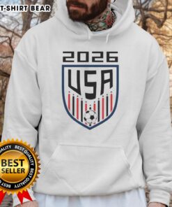 Awesome USA Soccer Player 2026 fan logo hoodie featuring vibrant colors and sporty design for soccer enthusiasts.