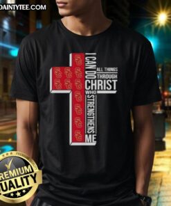 Alt Text: USC Trojans women's basketball t-shirt featuring I Can Do All Things Through Christ Who Strengthens Me design.