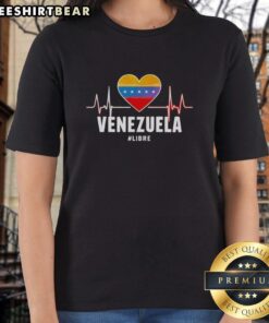 Awesome Venezuela Heart Shape tee featuring a stylish heartbeat design for ladies, perfect for expressing national pride.