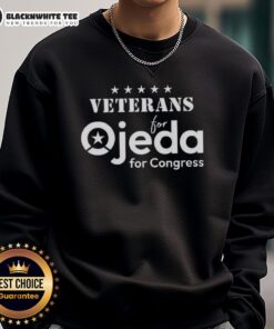Alt Text: Awesome Veterans for Ojeda for Congress sweatshirt featuring patriotic design and bold support for veterans.