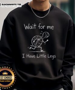 Alt Text: Cute turtle sketch on a sweatshirt featuring the phrase Awesome, wait for me, I have little legs!