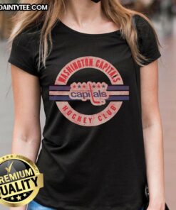 Awesome Washington Capitals vintage surround ladies tee featuring a classic logo design and comfortable fit.