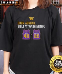 Awesome Washington Huskies jersey tee for ladies featuring Schrempf and Welp, perfect for fans born abroad.