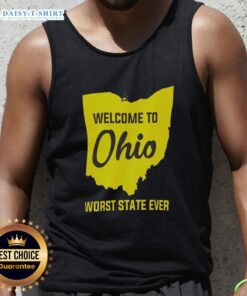 Awesome Welcome to Ohio Worst State Ever tank top design featuring bold graphics and vibrant colors, perfect for casual wear.