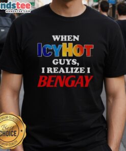 Alt Text: Awesome Icyhot Guys Bengay T-Shirt featuring a humorous graphic for pain relief enthusiasts and fans of quirky apparel.