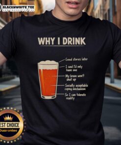Awesome Why I Drink T-Shirt featuring a fun, humorous design perfect for casual wear and expressing your love for beverages.