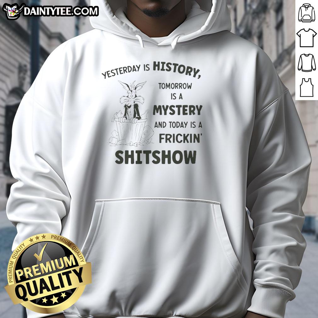 awesome-wile-e-coyote-looney-tunes-yesterday-is-history-tomorrow-is-a-mystery-and-today-a-shitshow-hoodie Alt Text: Awesome Wile E. Coyote Looney Tunes hoodie featuring 'Yesterday Is History, Tomorrow Is A Mystery, Today A Shitshow' design.