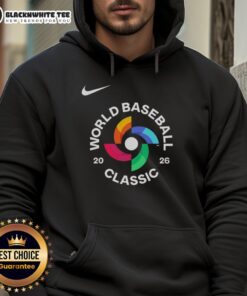 Awesome World Baseball Classic 2026 logo hoodie featuring vibrant design and comfortable fit for fans.