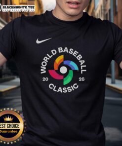 Awesome World Baseball Classic 2026 Logo T-Shirt featuring vibrant colors and iconic baseball graphics.