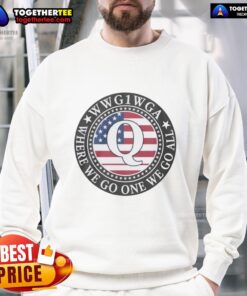 Awesome Wwg1 Wga sweatshirt featuring the Qanon flag emblem, perfect for showing support for the movement.