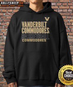 Alt Text: Vanderbilt Commodores basketball text logo overlay hoodie in black, showcasing team pride and stylish design.