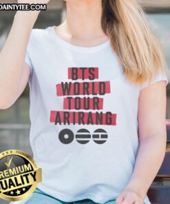 Alt Text: Cute BTS World Tour Arirang 2026 ladies tee featuring vibrant design and stylish fit for fans of the band.