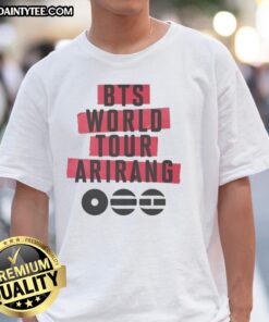 Alt Text: Cute BTS World Tour Arirang 2026 T-Shirt featuring vibrant graphics and a stylish design for fans.