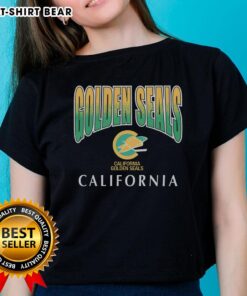 Cute California golden seals design on a vintage sweep down ladies tee, perfect for ocean lovers and casual wear.