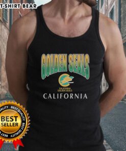 Alt Text: Cute California golden seals on a vintage sweep down tank top, perfect for beach lovers and marine life enthusiasts.