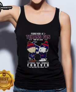 Cute Charlie Brown and Snoopy fist bump on a tank top, celebrating Houston Texans fandomwin or lose, always loyal!