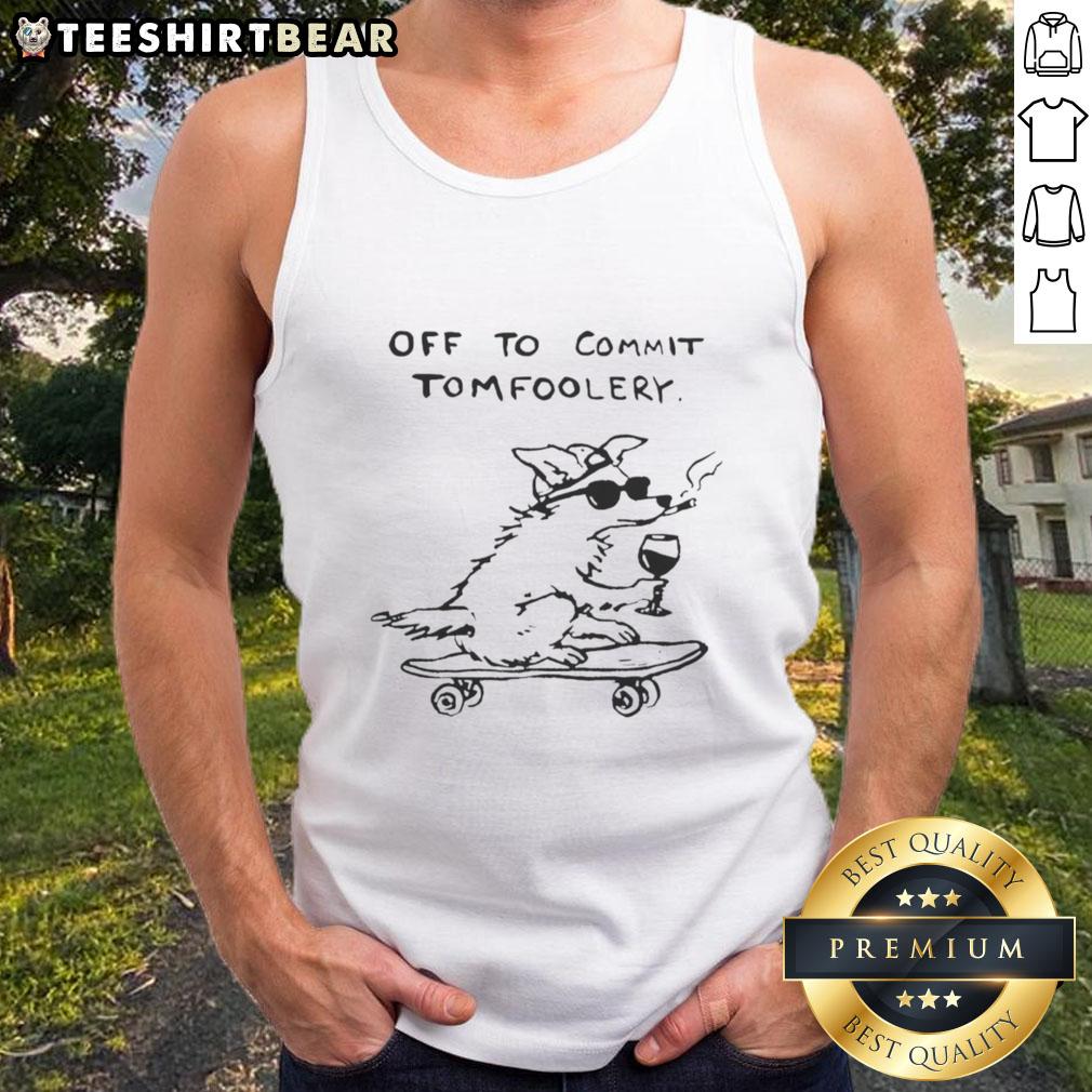 cute-dog-off-to-commit-tomfoolery-tank-top Adorable dog in a tank top ready for adventure and mischief, showcasing the Cute Dog Off To Commit Tomfoolery design.